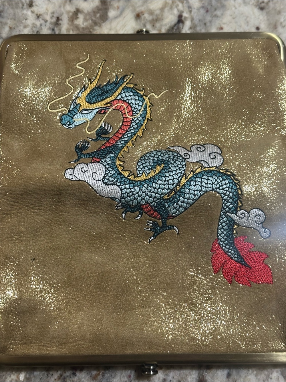 Hobo International Lauren Clutch-Wallet Limited Edition Gold Shimmer Dragon